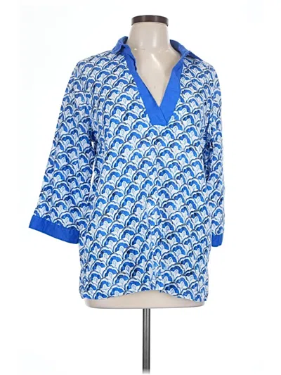 Pre-owned Sigrid Olsen 3/4 Sleeve Blouse In Blue