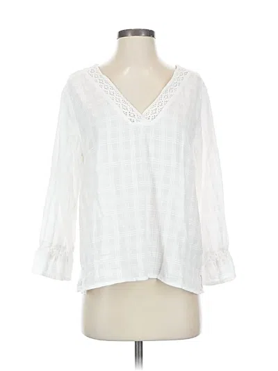 Pre-owned Sigrid Olsen 3/4 Sleeve Blouse In White