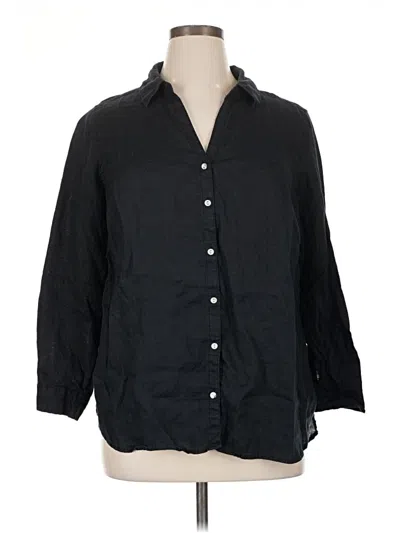 Pre-owned Sigrid Olsen 3/4 Sleeve Button Down Shirt In Black