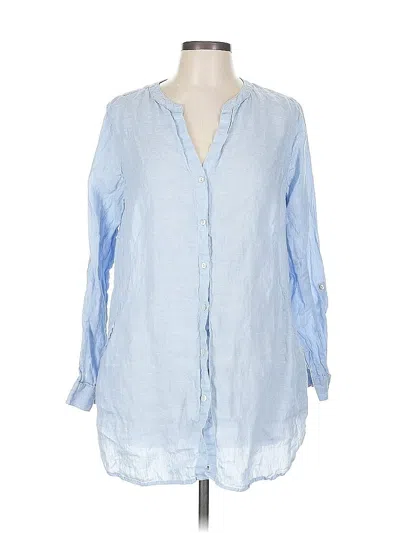 Pre-owned Sigrid Olsen 3/4 Sleeve Button Down Shirt In Blue