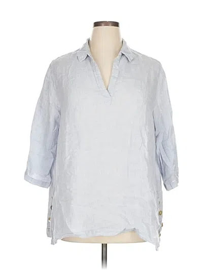 Pre-owned Sigrid Olsen 3/4 Sleeve Button Down Shirt In Blue
