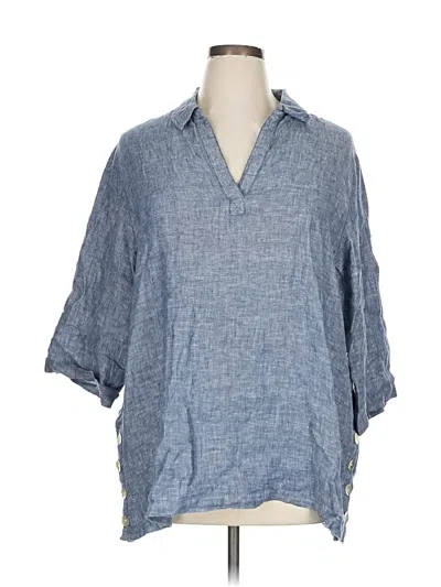 Pre-owned Sigrid Olsen 3/4 Sleeve Button Down Shirt In Blue
