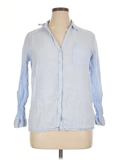 Pre-owned Sigrid Olsen 3/4 Sleeve Button Down Shirt In Blue