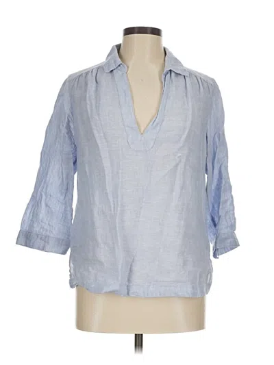 Pre-owned Sigrid Olsen 3/4 Sleeve Button Down Shirt In Blue