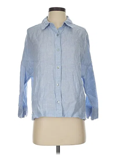 Pre-owned Sigrid Olsen 3/4 Sleeve Button Down Shirt In Blue