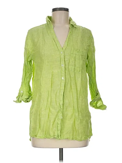 Pre-owned Sigrid Olsen 3/4 Sleeve Button Down Shirt In Green