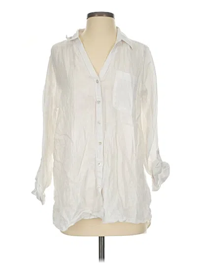 Pre-owned Sigrid Olsen 3/4 Sleeve Button Down Shirt In Ivory