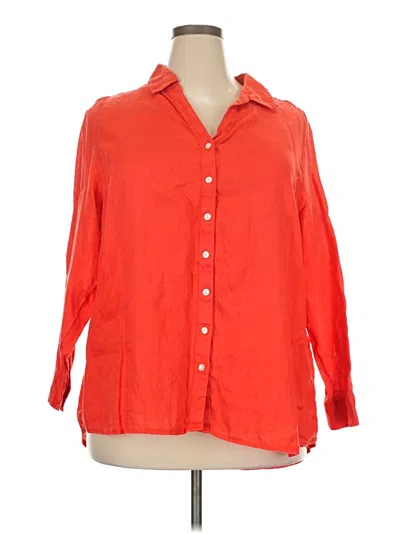 Pre-owned Sigrid Olsen 3/4 Sleeve Button Down Shirt In Orange