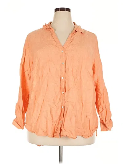 Pre-owned Sigrid Olsen 3/4 Sleeve Button Down Shirt In Orange