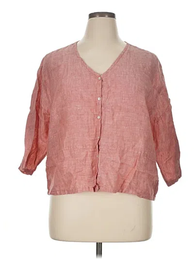 Pre-owned Sigrid Olsen 3/4 Sleeve Button Down Shirt In Pink