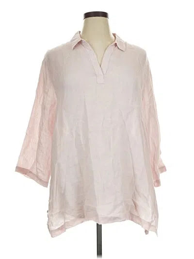Pre-owned Sigrid Olsen 3/4 Sleeve Button Down Shirt In Pink