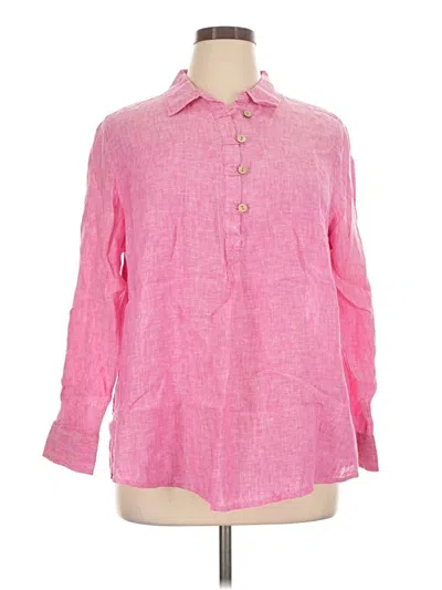 Pre-owned Sigrid Olsen 3/4 Sleeve Button Down Shirt In Pink