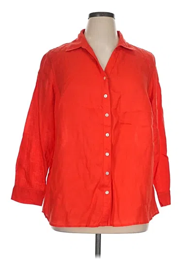 Pre-owned Sigrid Olsen 3/4 Sleeve Button Down Shirt In Red