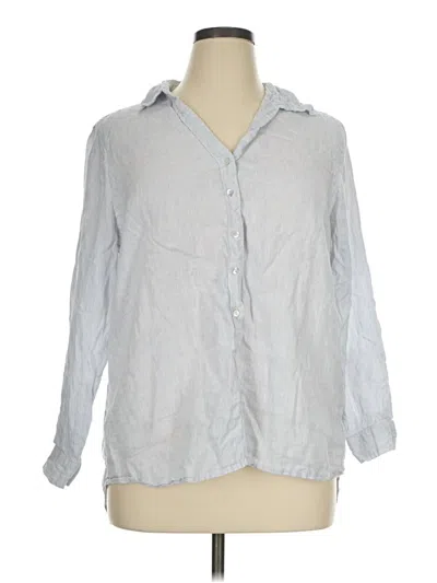 Pre-owned Sigrid Olsen 3/4 Sleeve Button Down Shirt In Silver