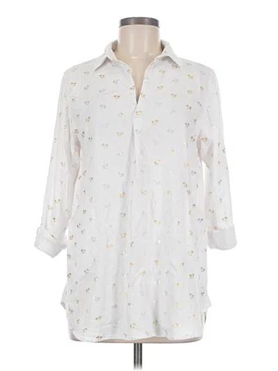 Pre-owned Sigrid Olsen 3/4 Sleeve Button Down Shirt In White