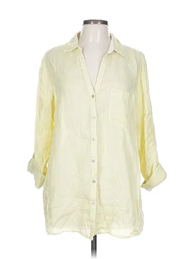 Pre-owned Sigrid Olsen 3/4 Sleeve Button Down Shirt In Yellow