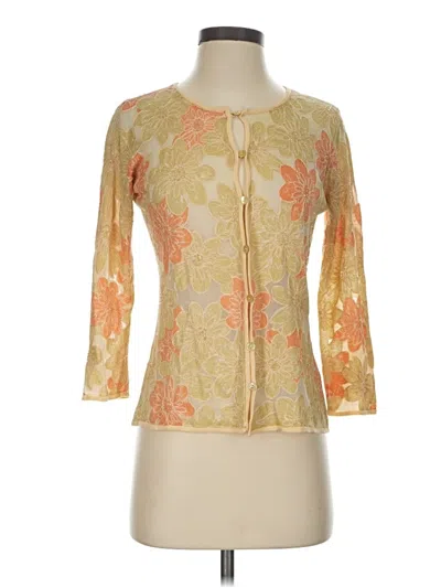 Pre-owned Sigrid Olsen 3/4 Sleeve Top Gold Sweetheart Neckline Tops