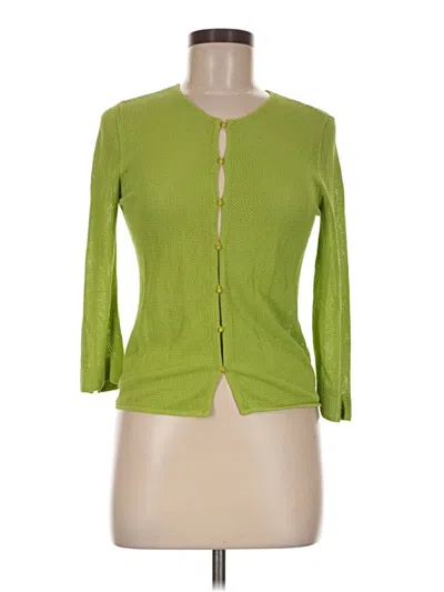 Pre-owned Sigrid Olsen 3/4 Sleeve Top Green Sweetheart Neckline Tops