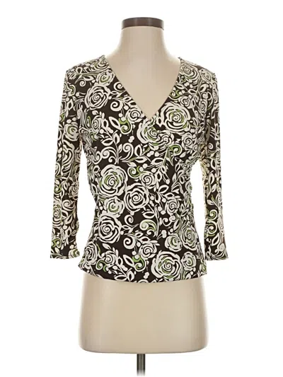 Pre-owned Sigrid Olsen 3/4 Sleeve Top Green V-neck Tops