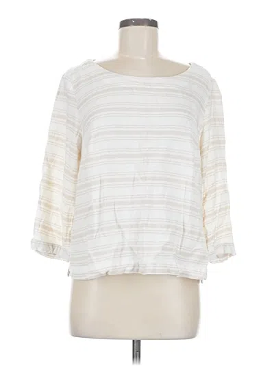 Pre-owned Sigrid Olsen 3/4 Sleeve Top Ivory Boatneck Tops In White