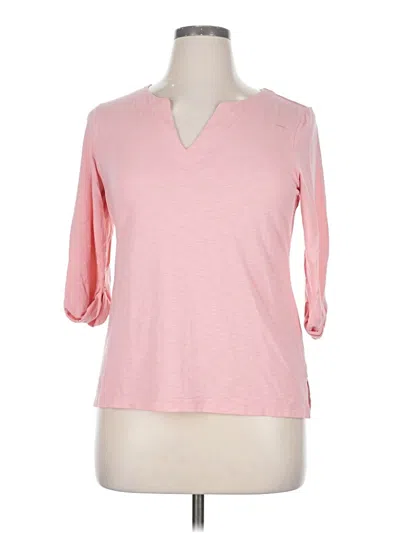 Pre-owned Sigrid Olsen 3/4 Sleeve Top Pink V Neck Tops