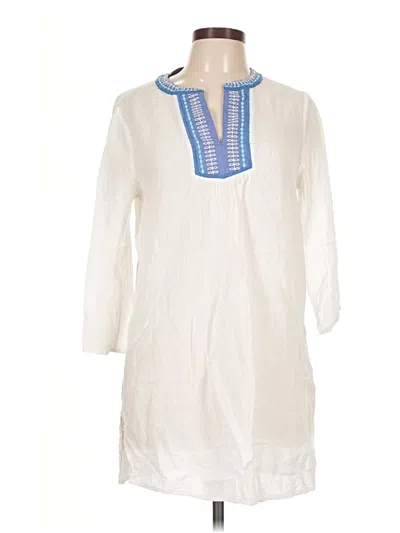 Pre-owned Sigrid Olsen 3/4 Sleeve Top White High Neck Tops
