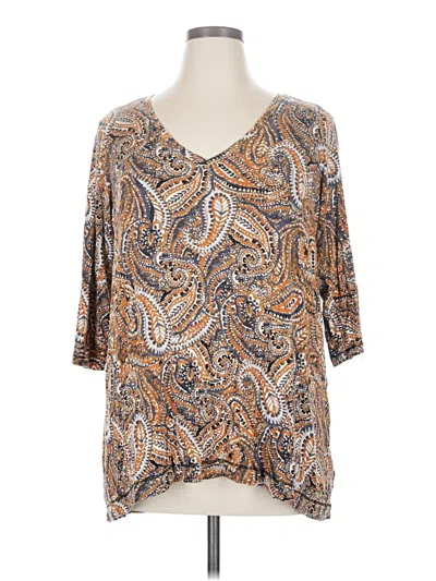 Pre-owned Sigrid Olsen 3/4 Sleeve T-shirt In Brown