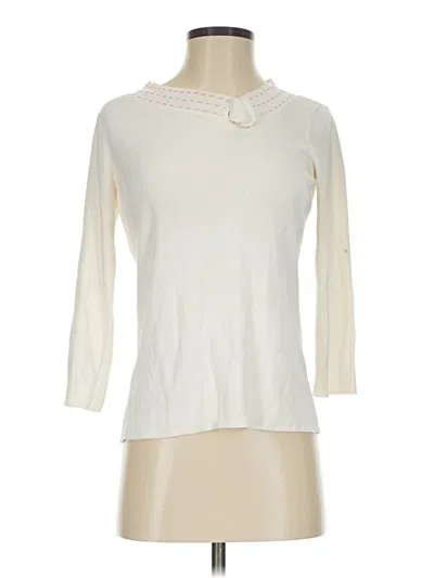 Pre-owned Sigrid Olsen 3/4 Sleeve T-shirt In Ivory