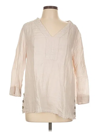 Pre-owned Sigrid Olsen 3/4 Sleeve T-shirt In Tan