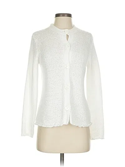 Pre-owned Sigrid Olsen Cardigan Sweater In White