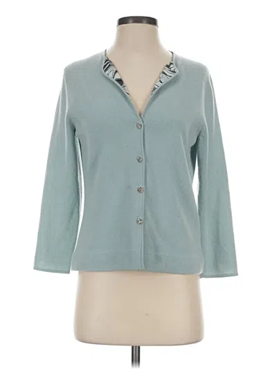Pre-owned Sigrid Olsen Cashmere Cardigan Sweater In Teal
