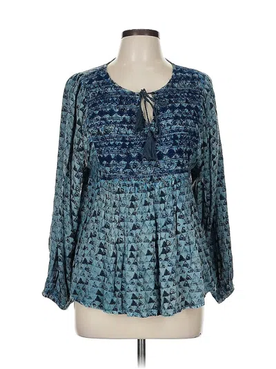 Pre-owned Sigrid Olsen Long Sleeve Blouse In Blue