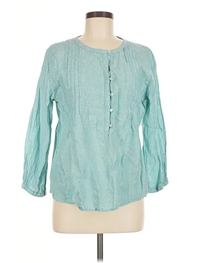 Pre-owned Sigrid Olsen Long Sleeve Blouse In Blue