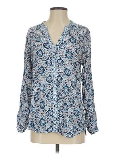 Pre-owned Sigrid Olsen Long Sleeve Blouse In Blue