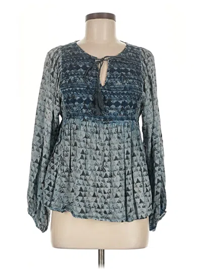 Pre-owned Sigrid Olsen Long Sleeve Blouse In Blue