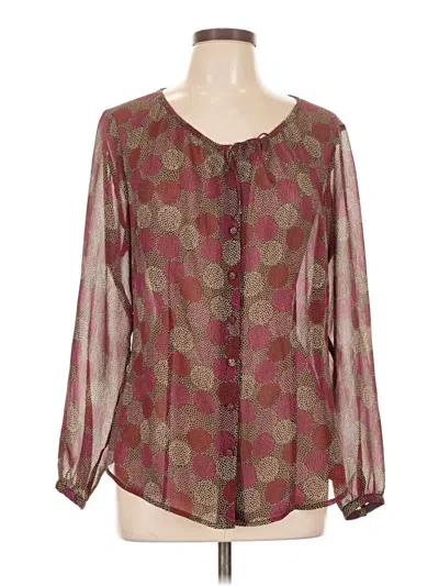 Pre-owned Sigrid Olsen Long Sleeve Blouse In Burgundy
