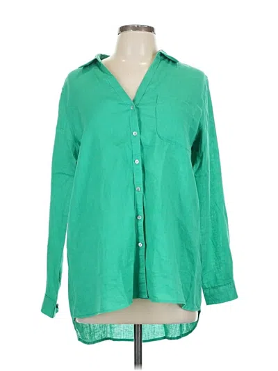 Pre-owned Sigrid Olsen Long Sleeve Blouse In Green