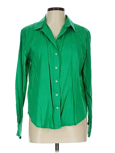 Pre-owned Sigrid Olsen Long Sleeve Blouse In Green