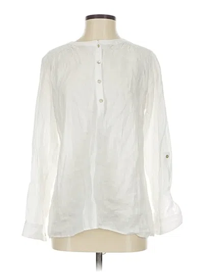 Pre-owned Sigrid Olsen Long Sleeve Blouse In White