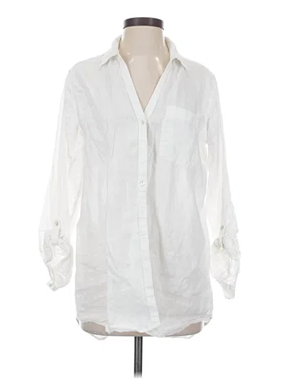Pre-owned Sigrid Olsen Long Sleeve Blouse In White