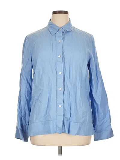 Pre-owned Sigrid Olsen Long Sleeve Button Down Shirt In Blue