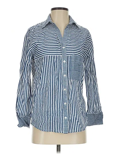 Pre-owned Sigrid Olsen Long Sleeve Button Down Shirt In Blue