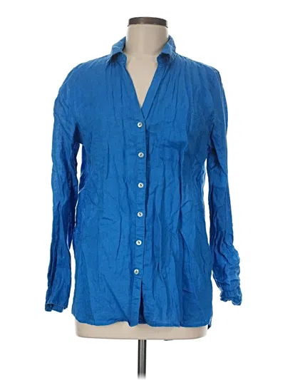 Pre-owned Sigrid Olsen Long Sleeve Button Down Shirt In Blue
