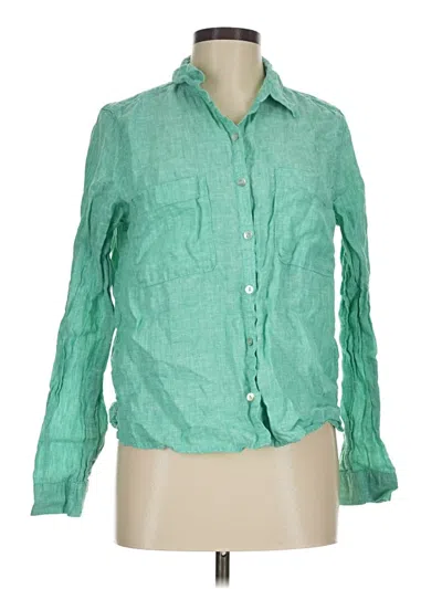 Pre-owned Sigrid Olsen Long Sleeve Button Down Shirt In Green