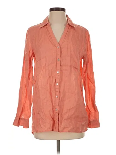 Pre-owned Sigrid Olsen Long Sleeve Button Down Shirt In Orange