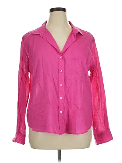 Pre-owned Sigrid Olsen Long Sleeve Button Down Shirt In Pink