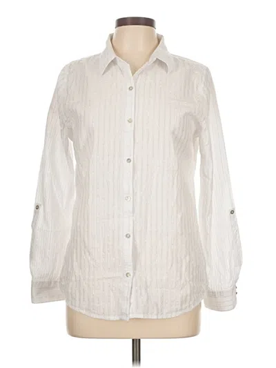 Pre-owned Sigrid Olsen Long Sleeve Button Down Shirt In White