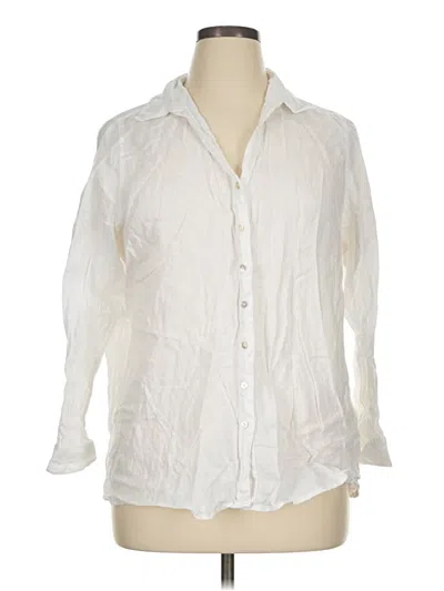 Pre-owned Sigrid Olsen Long Sleeve Button Down Shirt In White