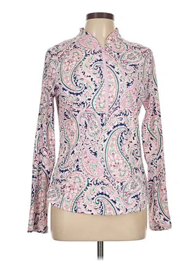 Pre-owned Sigrid Olsen Long Sleeve Polo Shirt In Pink