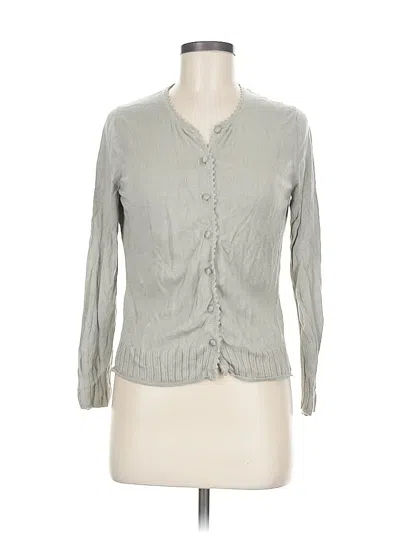 Pre-owned Sigrid Olsen Long Sleeve Silk Top Gray Sweetheart Neckline Tops